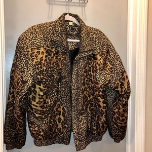 100% Silk Oversized Cheetah Bomber Jacket